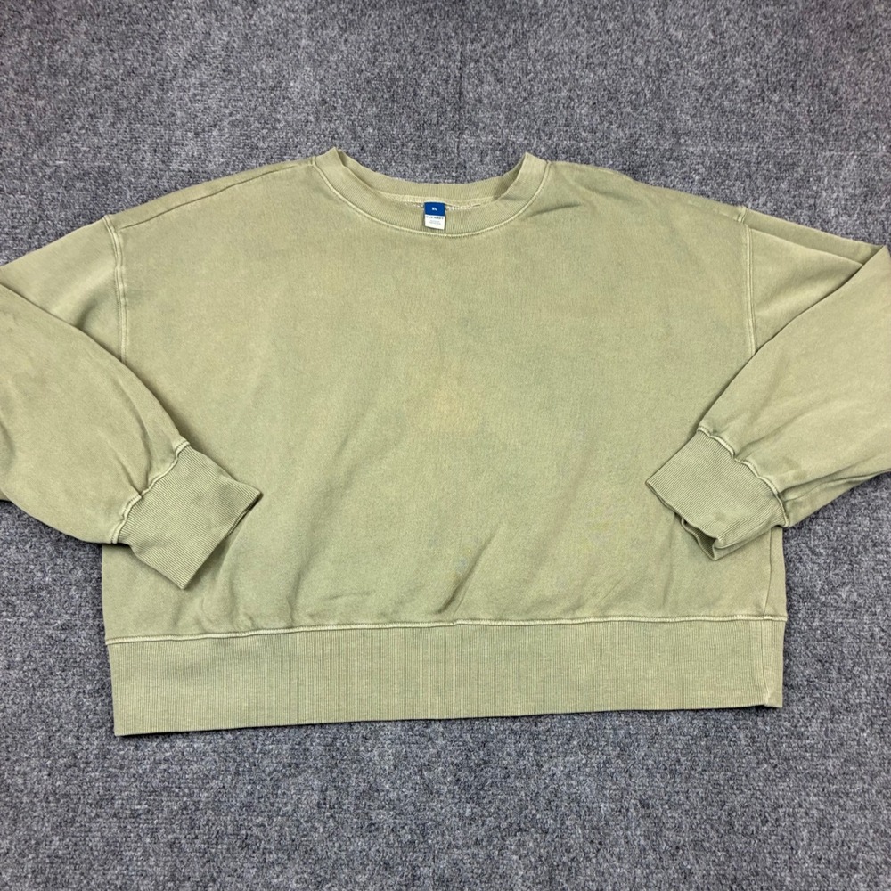Old Navy Womens Size XL Olive Green Crewneck Sweatshirt Drop Shoulder Relaxed
